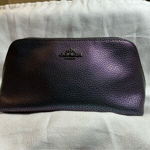 Coach Iridescent Purple Leather Cosmetic Bag